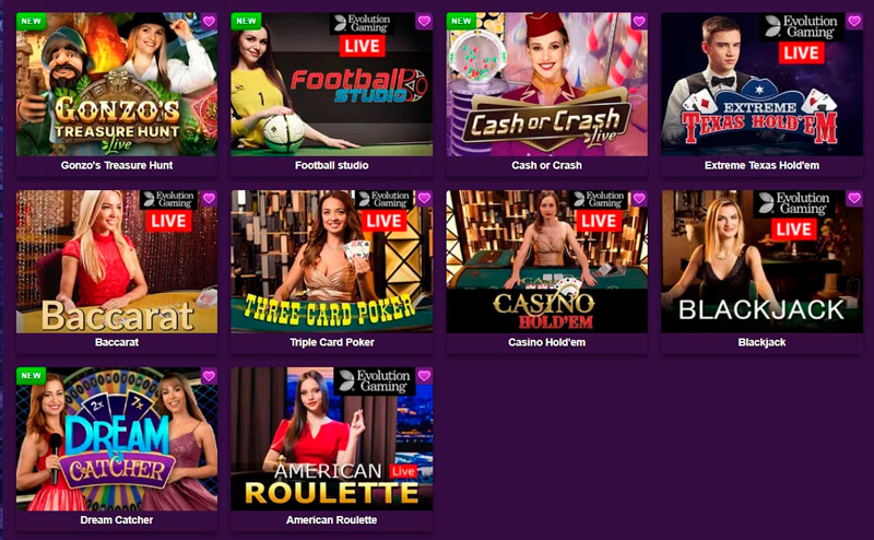 Каталог игр с живыми дилерами