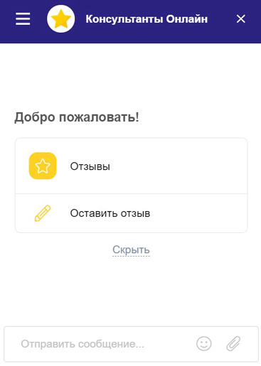 Диалоговое окно онлайн чата на сайте