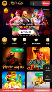 Оформление казино на экране телефона