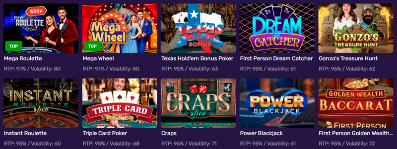 В коллекции много трансляций с настоящими дилерами