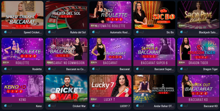 Каталог игр с дилерами